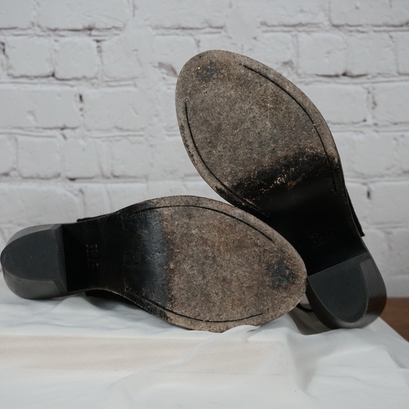 Black FRYE Courtney Suede Slingback Ankle Heels 7B - Picture 4 of 7